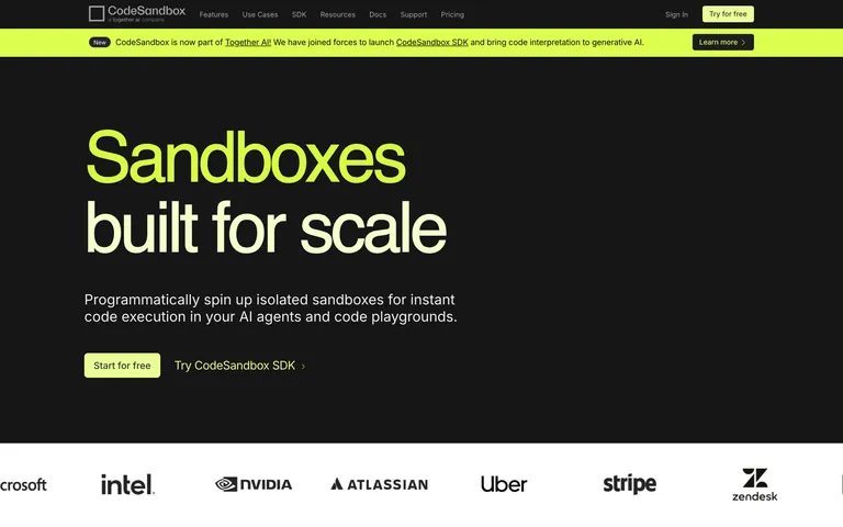 CodeSandbox 网站截图