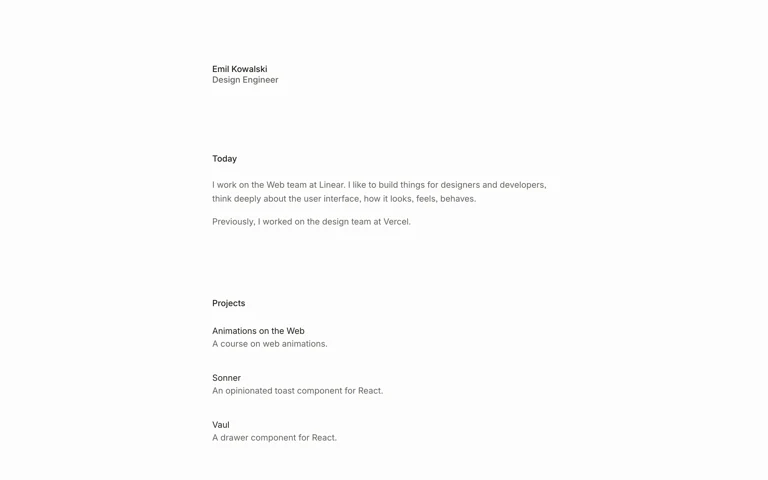 Emil Kowalski 网站截图