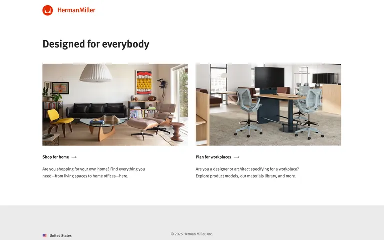 Herman Miller 网站截图