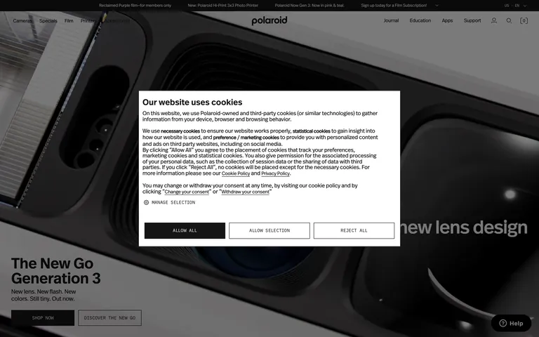 Polaroid 网站截图