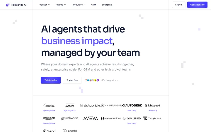 Relevance AI 网站截图