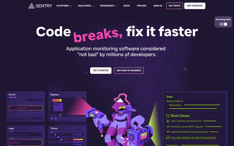 Sentry 网站截图