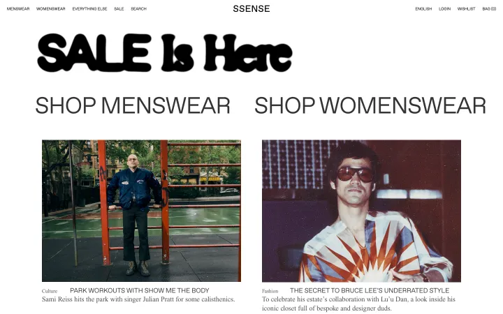SSENSE 网站截图