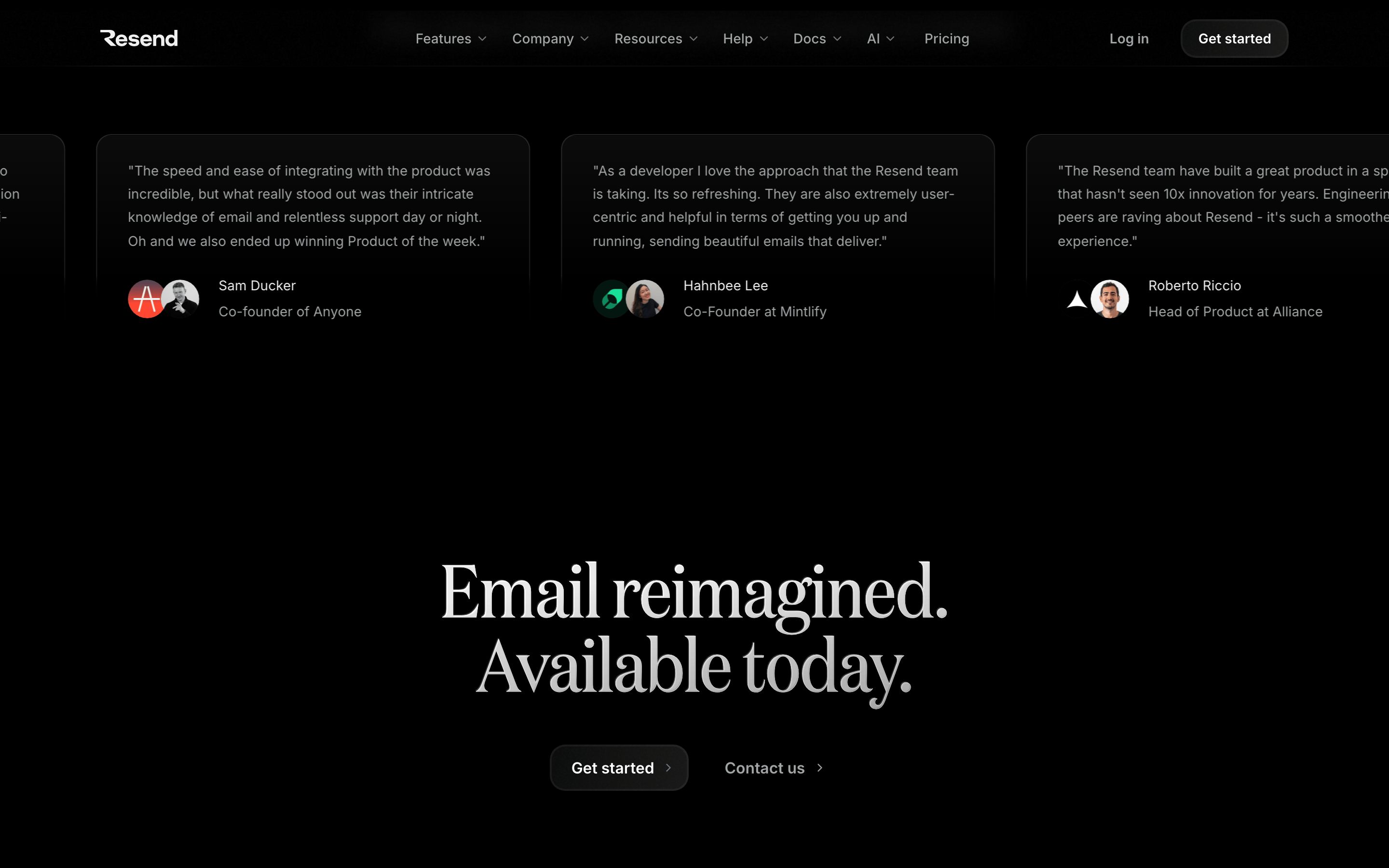 Resend · 设计 DNA · OpenDesign
