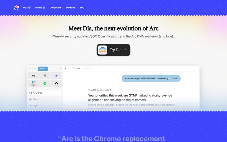 Arc Browser screenshot
