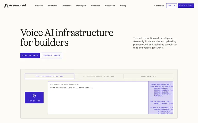 AssemblyAI screenshot