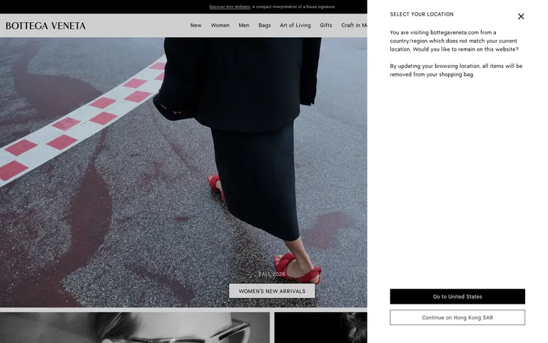 Bottega Veneta 网站截图