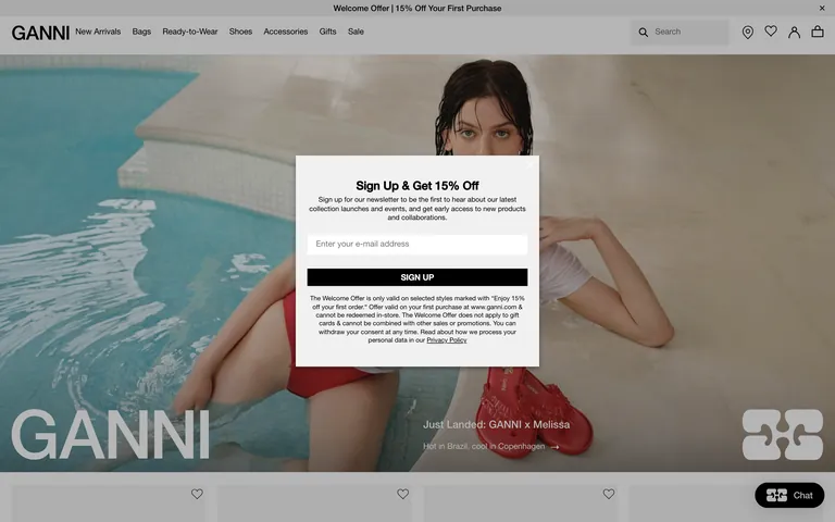 Ganni 网站截图