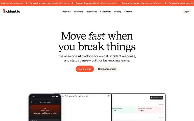 incident.io 网站截图