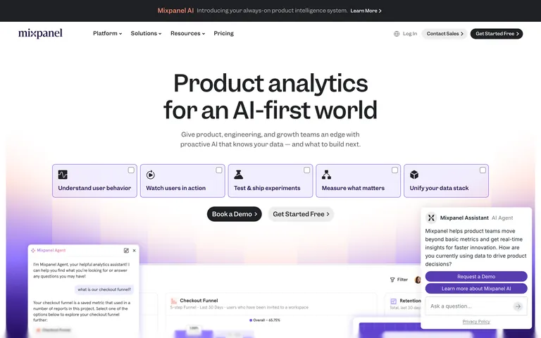 Mixpanel screenshot
