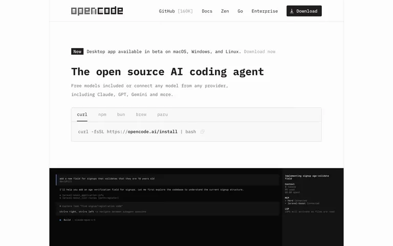 Opencode screenshot