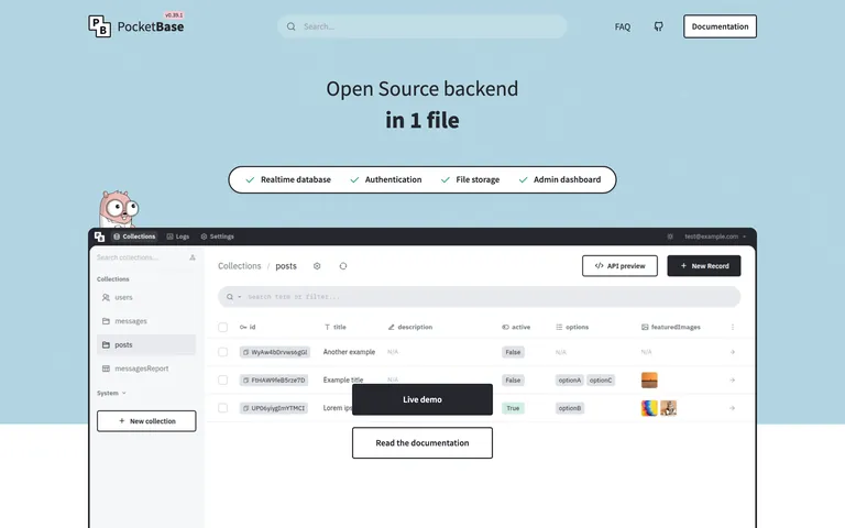 PocketBase screenshot