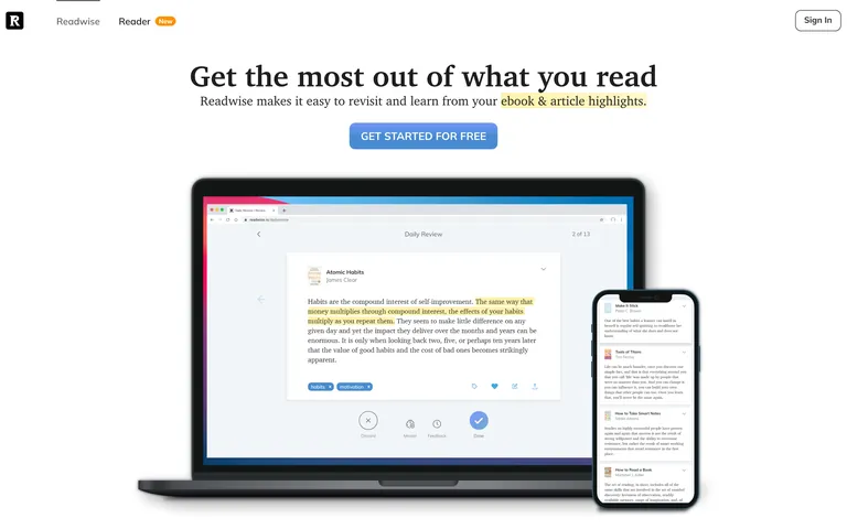 Readwise Reader のスクリーンショット