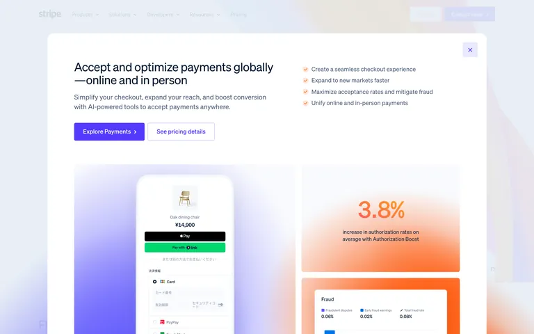 Stripe screenshot